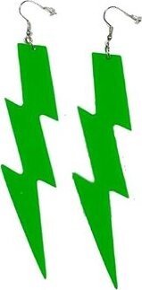 Neónové náušnice blesk retro párty – 80. roky – disco – zelené