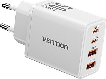 Vention 4-Port USB (C + C + A + A) GaN Charger (30 W/20 W/18 W/18 W) EU-Plug White