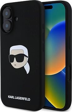 Karl Lagerfeld Liquid Silicone Karl Head MagSafe Zadný Kryt na iPhone 16 Black