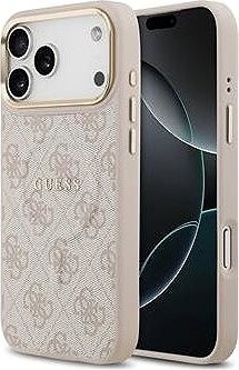 Guess PU Leather 4G Gold Frame MagSafe Zadný Kryt pre iPhone 17 Pro Max Pink