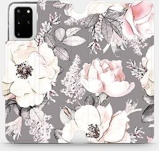 Flipové puzdro na mobil Samsung Galaxy S20 Plus – MX06S Kvety na sivom pozadí