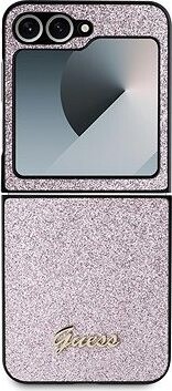 Guess PC/TPU Glitter Flakes Metal Logo Zadný Kryt na Samsung Galaxy Z Flip6 Pink