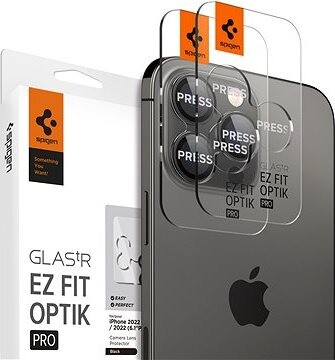 Spigen Glass tR EZ Fit Optik Pro 2 Pack Black iPhone 17 Pro/16 Pro/17 Pro Max/16 Pro Max/15 Pro Max