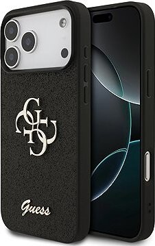 Guess PU Fixed Glitter 4G Metal Logo Zadný Kryt pre iPhone 17 Pro Max Black