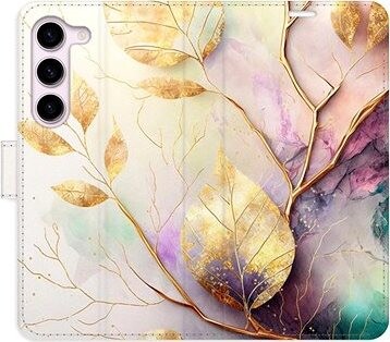 iSaprio flip puzdro Gold Leaves 02 pre Samsung Galaxy S23 5G