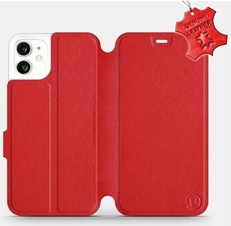 Flip puzdro na mobil Apple iPhone 11 – Červené - kožené – Red Leather