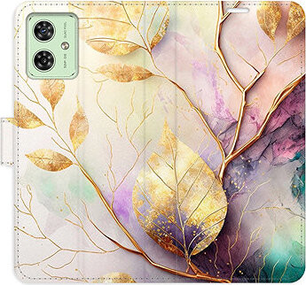 iSaprio Flip puzdro Gold Leaves 02 pre Motorola Moto G54 5G/G54 5G Power Edition