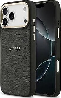Guess PU Leather 4G Gold Frame MagSafe Zadný Kryt pre iPhone 17 Pro Max Black