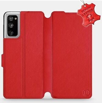 Flipové puzdro na mobil Samsung Galaxy S20 FE – Červené – kožené – Red Leather