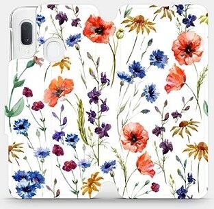 Mobiwear Flip puzdro na mobil Samsung Galaxy A20e – MP04S Lúčne kvety
