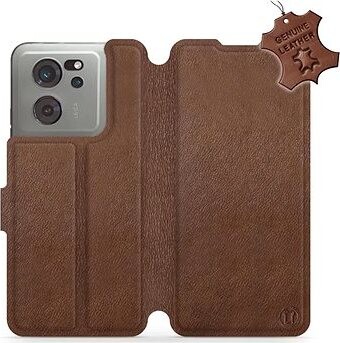 Kožené Mobiwear flip pre Xiaomi 13T/13T Pro – Hnedé – L_BRS
