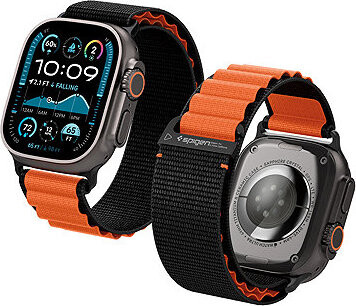 Spigen Fabric Band (hook) Apple Watch 49 mm/46 mm/45 mm/44 mm Black Orange