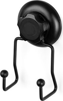 COMPACTOR Bestlock Black Dvojitý háčik do kúpeľne, s prísavkou, bez vŕtania, nosnosť až 6 kg