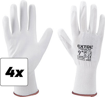 EXTOL PREMIUM Rukavice z polyesteru polomáčané v PU, biele, veľkosť 9