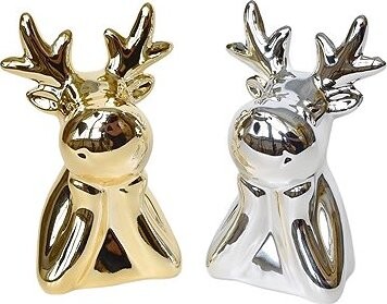 DOMMIO Sob keramický zlatý a stříbrný, 11 cm, set 2 ks