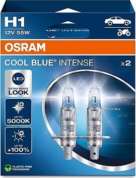 OSRAM H1 Cool Blue Intense, 12 V, 55 W, P14.5s, Duobox