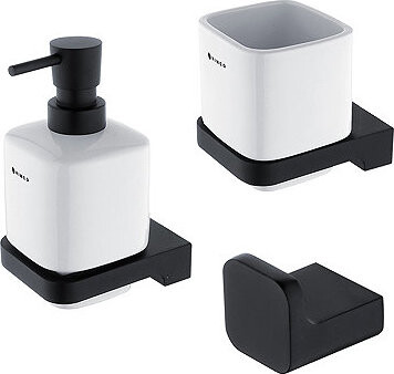 Nimco Maya čierna Kúpeľňová súprava kov – dávkovač mydla, držiak kefiek, háčik MAC set-31K-T-90