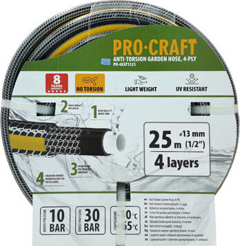 PROCRAFT Zahradní hadice PR-4KAT1325, černo-žlutá, 4vrstvá, 1/2