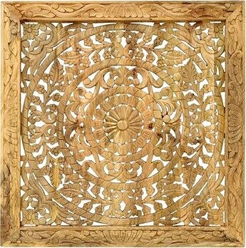 Lakšmi Obraz na stenu Retro 90 × 90 × 3 cm ručne vyrezávaný z masívu mango