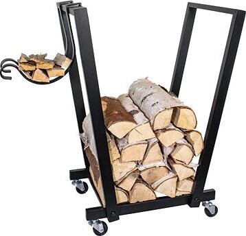 HomeLife Pojazdný stojan na krbové drevo ERAN, 48 × 59 × 28 cm