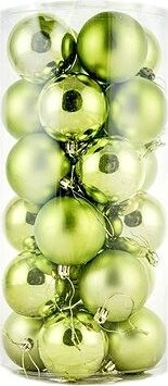 DECOLED Plastová guľa, priem 6 cm, zelená, 12× lesklá, 12× matná