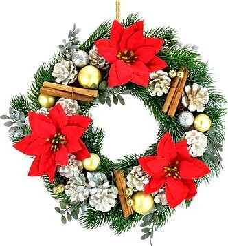 DOMMIO Vianočný veniec – s poinsettiou a škoricou, 35 cm