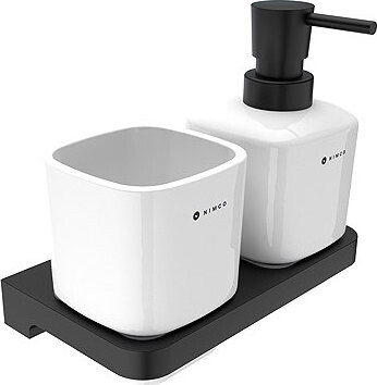 NIMCO Maya čierny dávkovač mydla s pohárikom na kefky MAC 2905831K-T-90