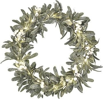 EMOS LED dekorácia – veniec imela, 3× AA, teplá biela, časovač