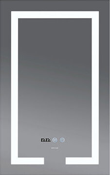 MIXXUS Zrcadlo s LED osvětlením, protizamlžovací funkcí, regulací jasu a hodinkami, MR06-60×80 HARD