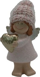 GOBA Vianočná dekorácia – anjel ružový stojací 13 cm