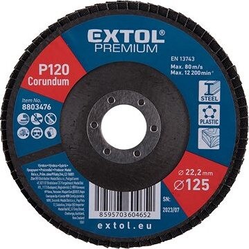 EXTOL PREMIUM Kotúč lamelový šikmý korundový, priemer 125 mm, P120, 8803476
