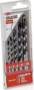 KREATOR Vrtáky do betónu sada 5 ks 4-5-6-8-10 mm KRT012401