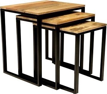 LAKŠMI odkladacie stolíky Gita sada 3 ks z masívu mango – Mango Natural