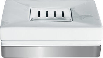 Spirella Mydlovnička ROMA, strieborný podstavec, biely porcelán