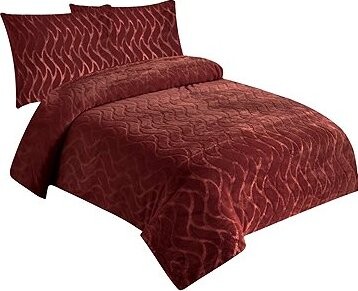 Jahu Obliečky mikroflanel štruktúra Vlnka tehlová 140 × 200, 70 × 90 cm