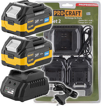 PROCRAFT Sada baterie 20V 4Ah (2 ks) + 1 nabíječka PBC-Set 2