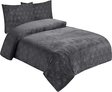 Jahu Obliečky mikroflanel štruktúra Listy tmavosivé 140 × 200, 70 × 90 cm