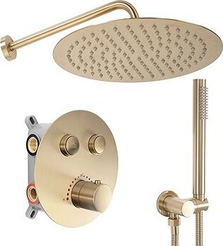 REA LUNGO podomietková sprchová sada, temostat + box, brúsené zlato (REA-P8551)