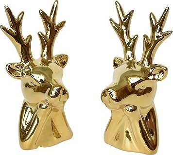 DOMMIO Jelen keramický zlatý, 13,5 cm, set 2 ks