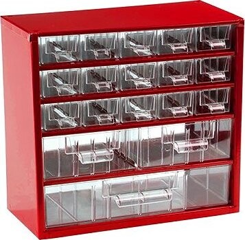 TOKOZ Zásuvkový organizér 06/15S, 2M, 1L – RAL 3002, červený