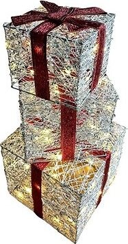 Venkovní sada vánočních LED dárků, stříbrné