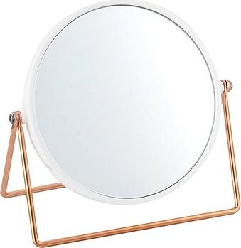 MSV kozmetické zväčšovacie zrkadlo Pretty, biele, plast, medený stojan
