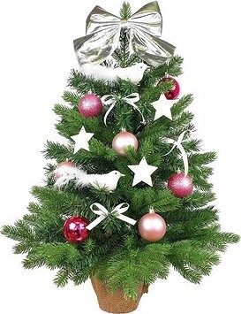 LAALU Vianočný stromček ozdobený s LED osvetlením – RUŽOVÁ KOLEDA, 35 ks ozdôb, 60 cm