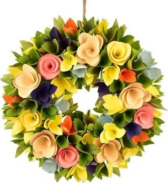 DOMMIO Jarný veniec z drevených kvietkov priemer 30 cm