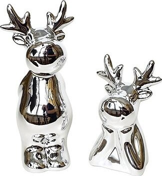 DOMMIO Sob se sobíkem keramický stříbrný, 16 cm a 11 cm, set 2 ks