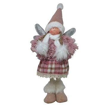 GOBA Vianočná dekorácia – anjel stojací ružový, 40 cm