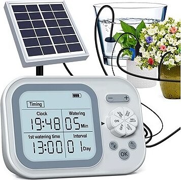 Fapiere Solární automatický zavlažovací systém - kapková závlaha, 3 režimy zavlažování, LCD displej