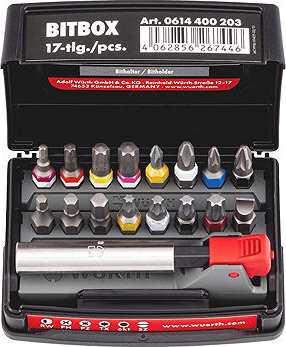Würth Sada bitov, C 6,3 (1/4) s držiakom bitov, 17 ks