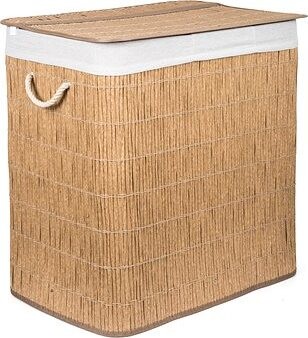 G21 Kôš na bielizeň 150 l s rozdeľovačmi, ratanový dizajn s bielym vnútrom