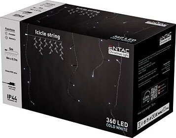 ENTAC LED vianočný záves 8 m × 0,7 m, vonkajší, studené svetlo, 360 LED